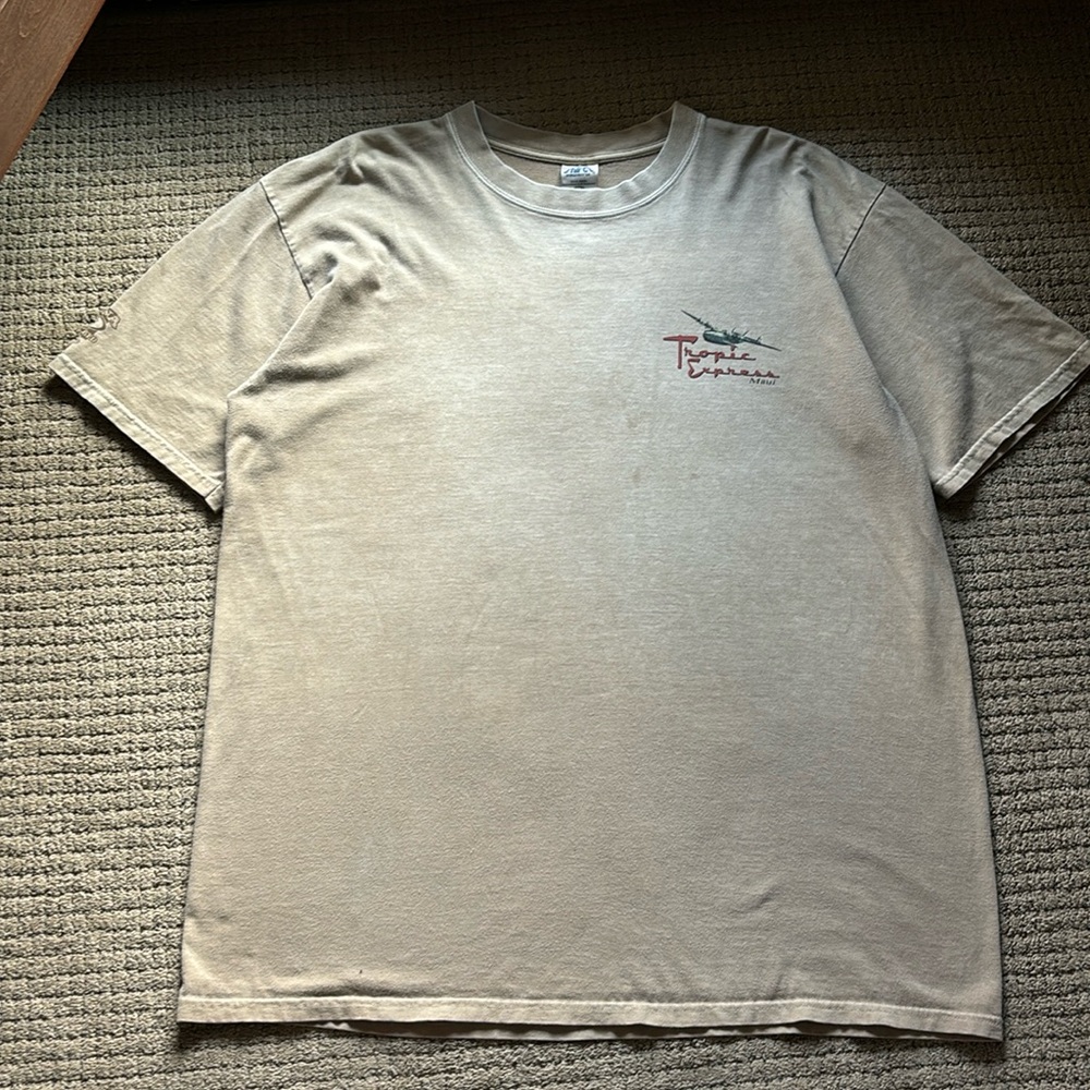 Vintage crazy shirt graphic tropical express tan t-shirt (XL)